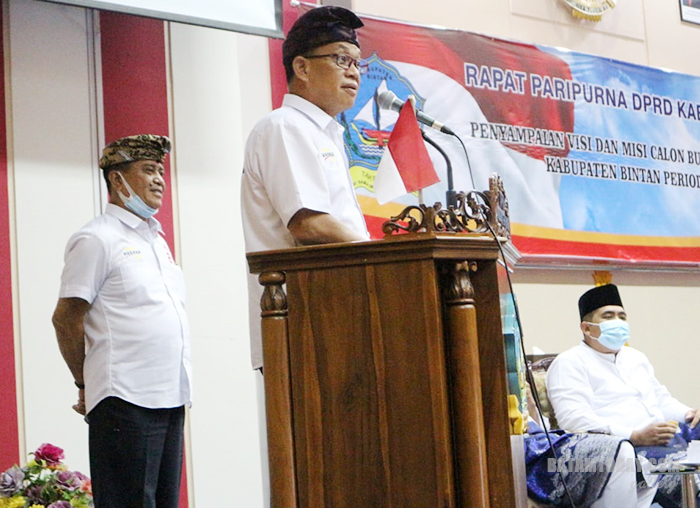 Calon Bupati Bintan Alias Wello saat menyampaikan visi misi